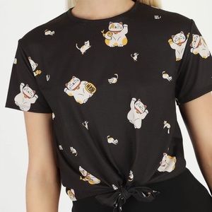 BM Good Luck tie front tee